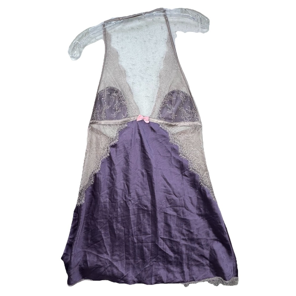 Victoria's Secret Purple Lace Trim Satin Chemise